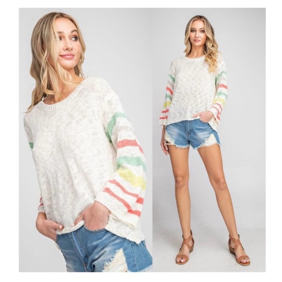 Relaxed Pink and Green Lose Fitting Sweatshirt Casual Style Pullover. - Picture 1 of 11